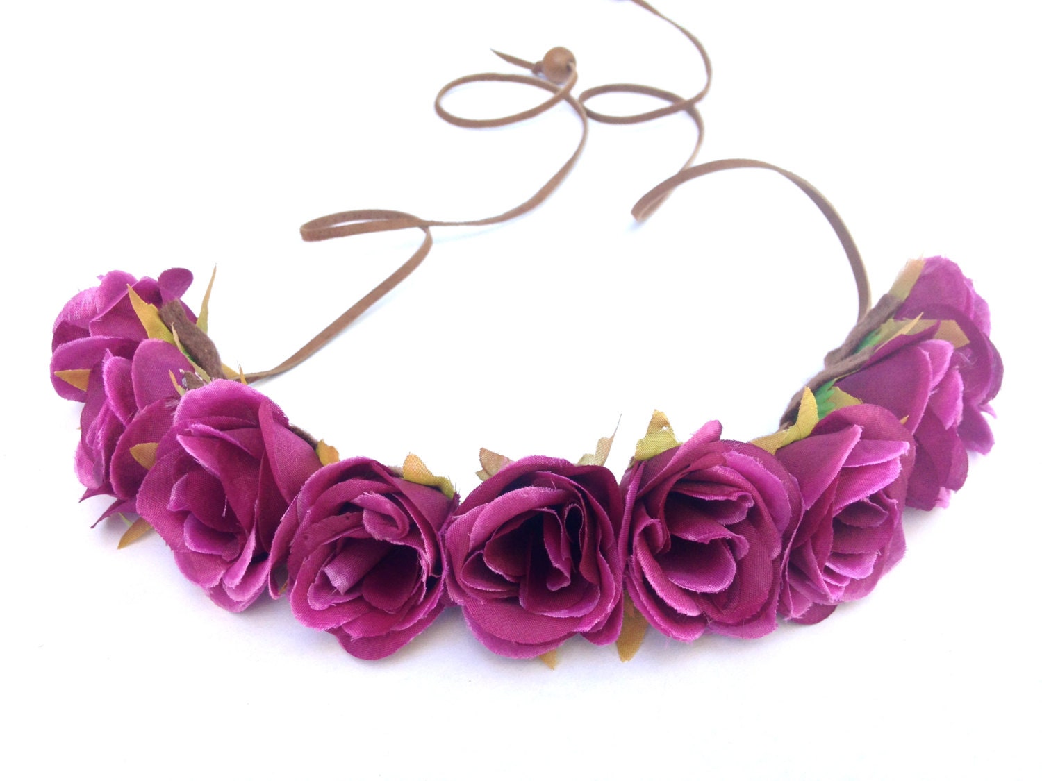 Flower crown with dark purple roses romantic boho by shopbabacool