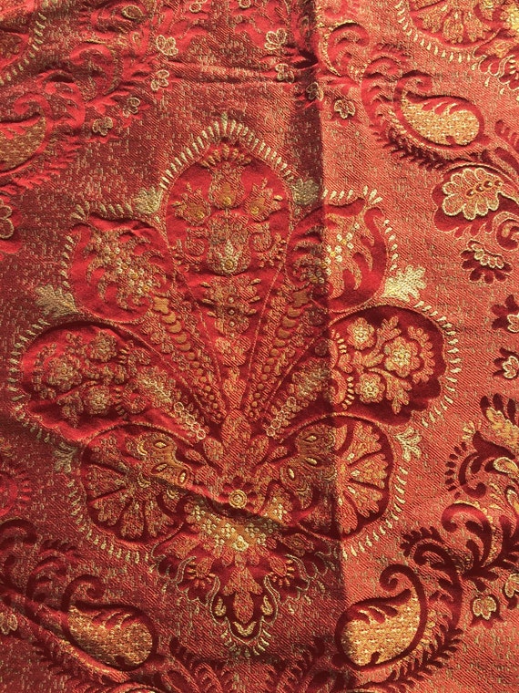 Silk Red Damask Fabric RM Coco Premier 26 x 26