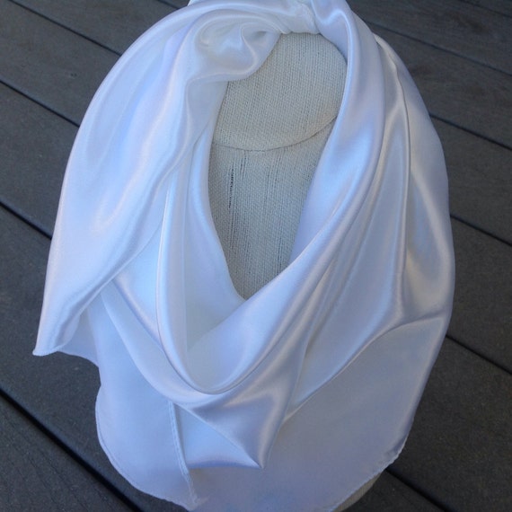 Bridal White Silky Satin scarf White wedding scarf by BlingScarves