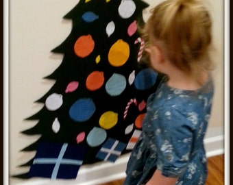 Full or MINI available!!! Kids Play felt Christmas Tree with felt ornaments, candy canes, and star with velcro backing!