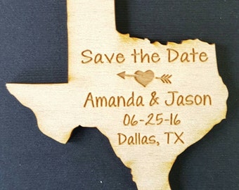 50 Wedding Favor, Texas Wedding Favor State Magnets - Bride, Groom, Gift, Save the Date, Rustic, Custom, United States Magnets