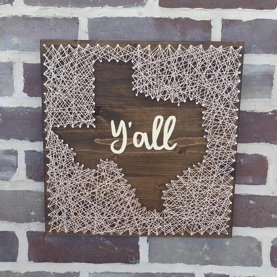 String Art State String Art Texas in Reverse Style Y'all