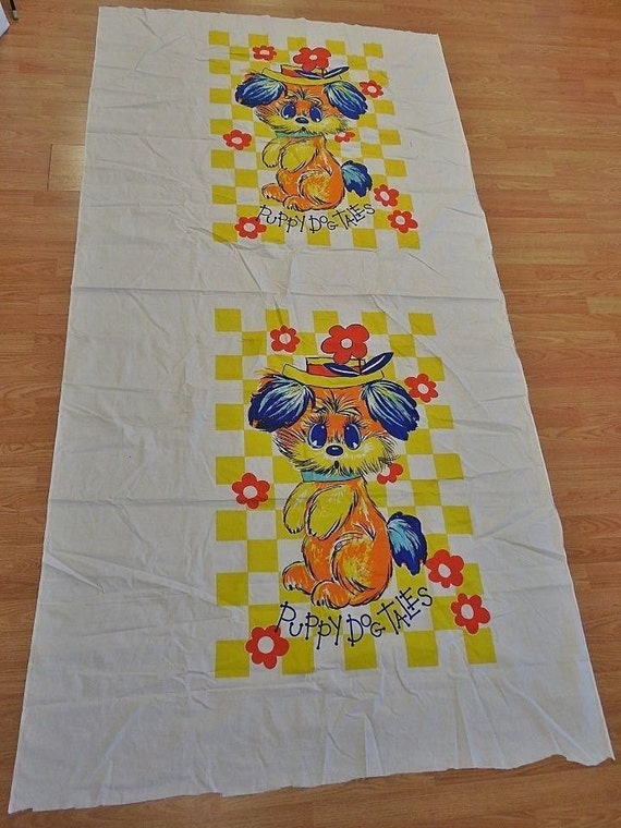 Vtg Juvenile Novelty Fabric Quilt Panels Puppy by JabberwockySales