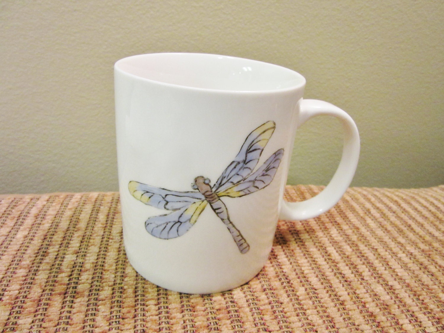 Cup Mug Dragonfly Coffee Tea Cup Porcelain ceramic pottery