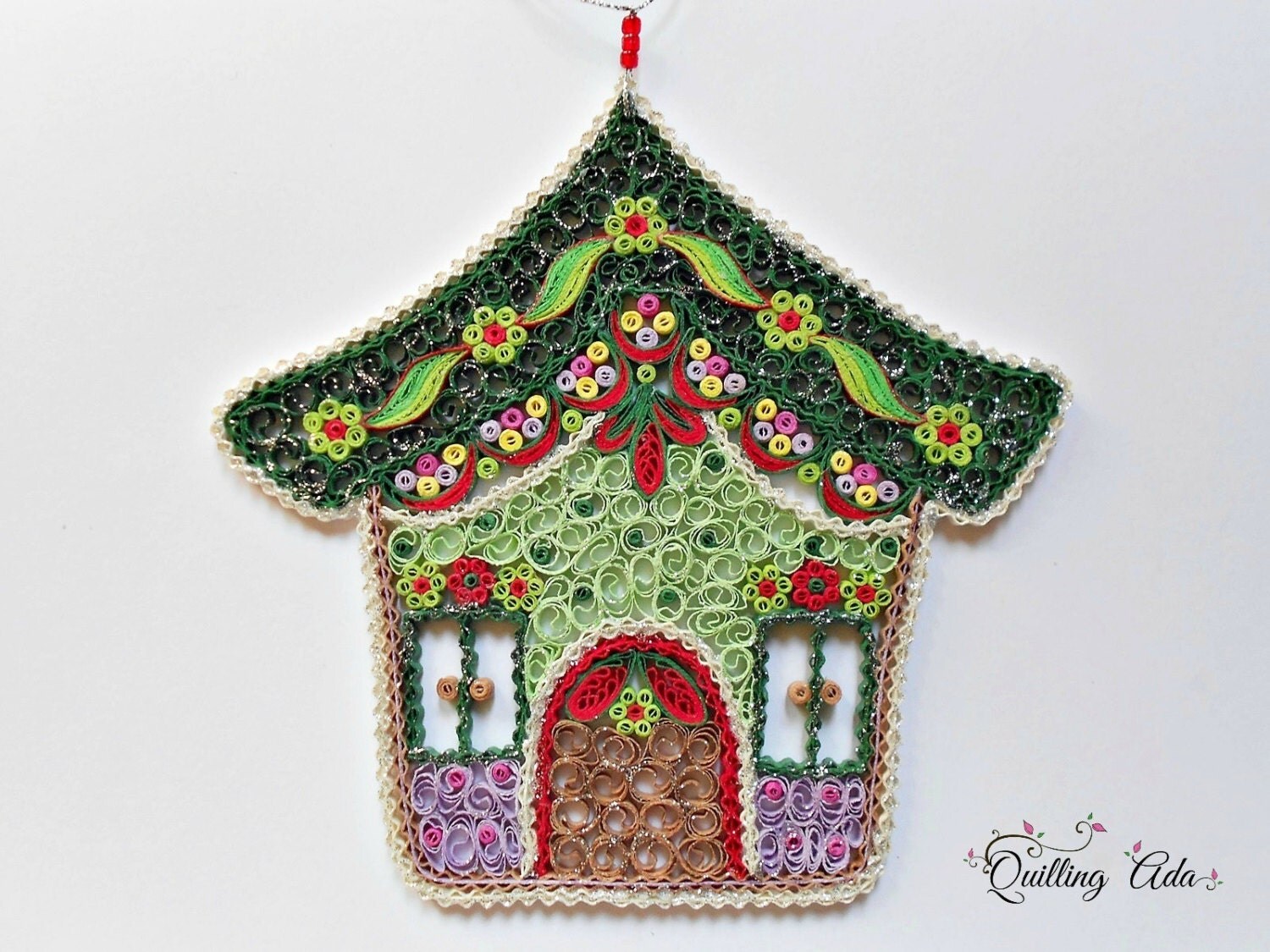 Christmas quilled house ornament treequilling paperpaper
