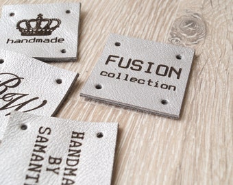 Sewing labels, custom leather labels, personalized leather labels, handmade labels, labels for knitted products, custom label tags, 25 pc