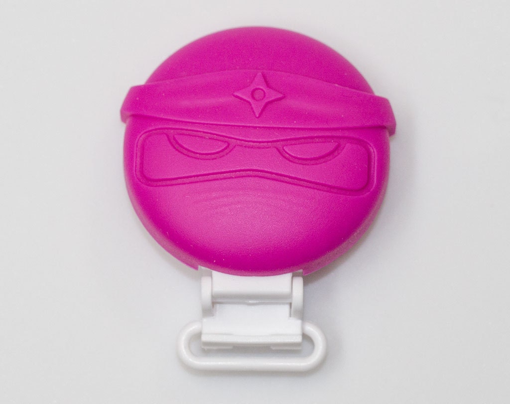 Ninja Pacifier Clip Magenta Silicone
