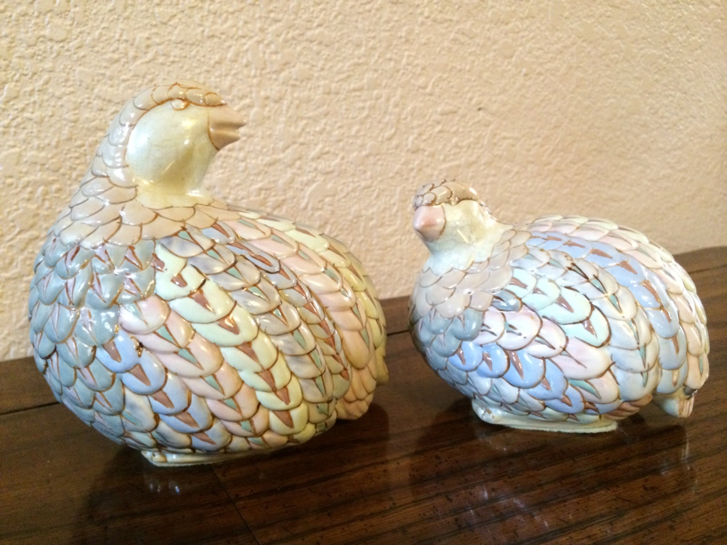 PORCELAIN QUAIL SET Partridge Figurines Quail Fugurine Set