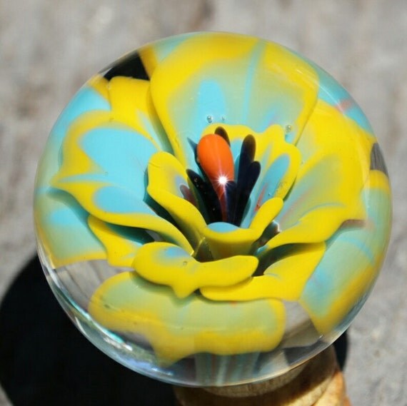Glass marble Flower marble Large by DirtRoadDesignsGlass on Etsy