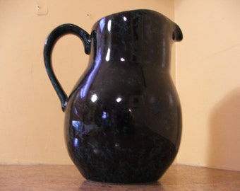 Vintage 1960s Bennington Potters Black and Green Agate David Gil Large Pitcher