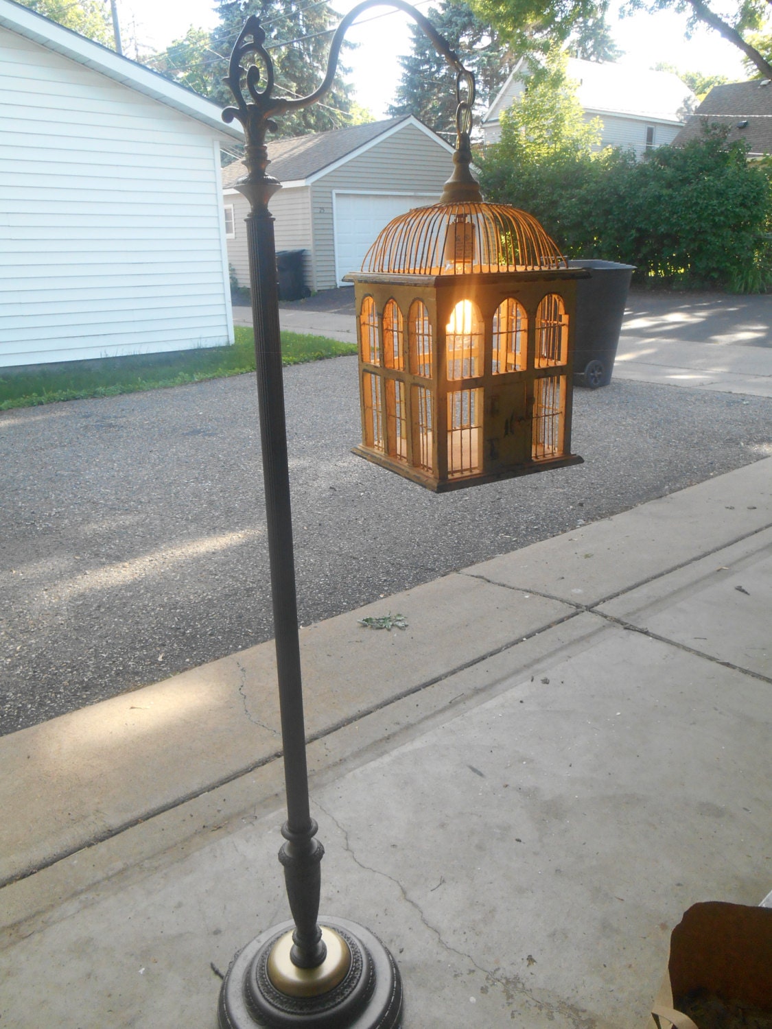 Vintage Wooden Bird Cage Floor Lamp With by LightingCraftsman