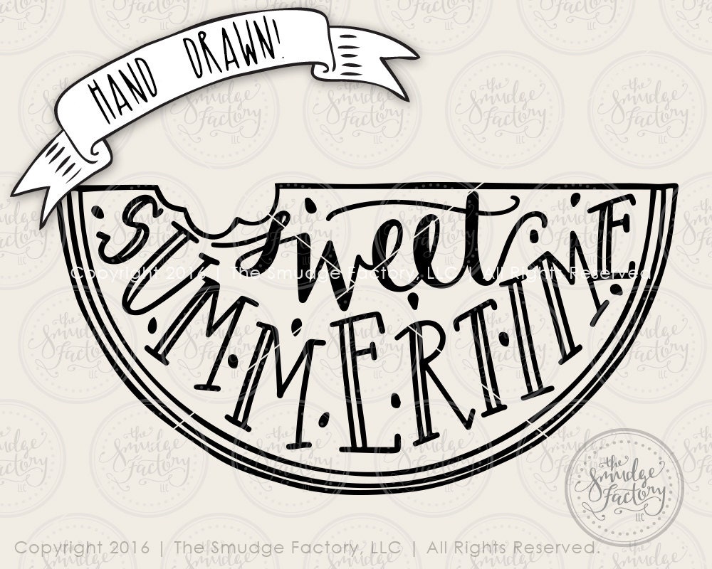 Download Watermelon SVG Cut File Sweet Summertime Cutting File Hand