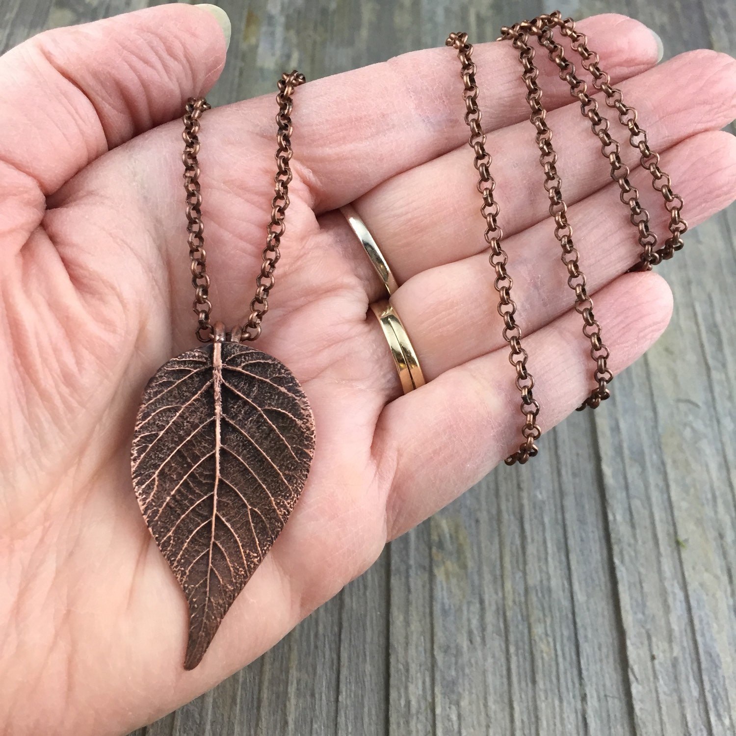 OOAK Copper Leaf Necklace Made with Real Leaf Handcrafted