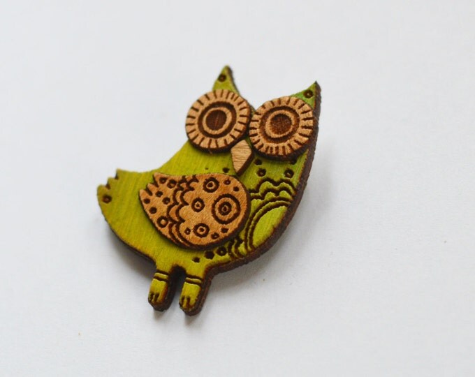 Bohemian Owl // Wooden brooch is covered with ECO paint // Laser Cut // 2016 Best Trends // Fresh Gifts //