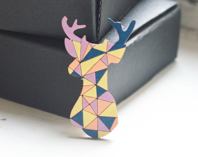 Oh, My Deer // Wooden brooch is covered with ECO paint // Laser Cut // 2016 Best Trends // Fresh Gifts // Nature & Animals // Geometric