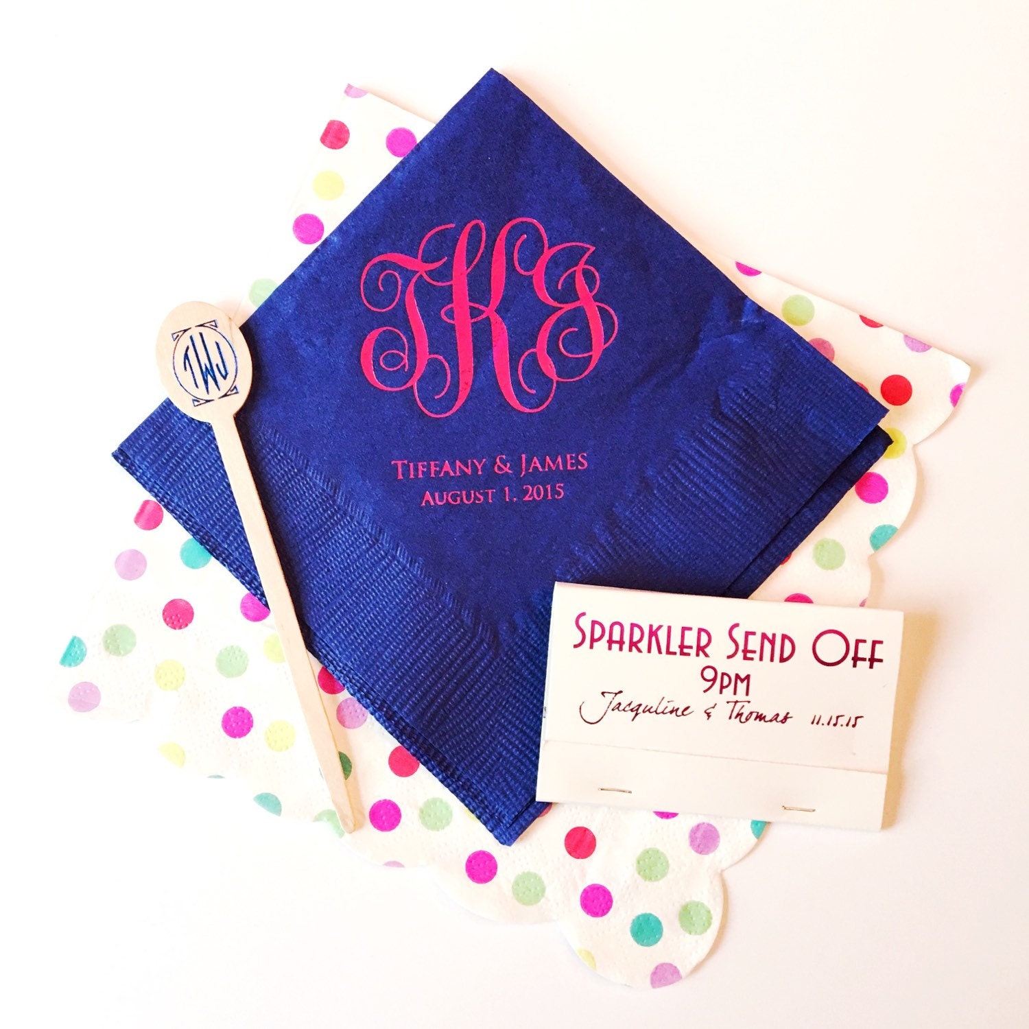 monogram cocktail napkins reception napkins wedding napkins