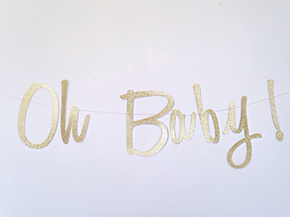 Oh Baby Banner Gold Script Banner Gender Reveal Party