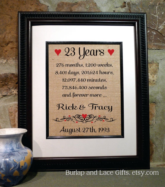 23th Anniversary 23 Years Together Years by BurlapandLaceGifts