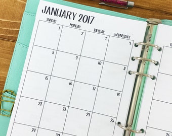 A5 2017 Monthly printed planner calendar - Mo2P - month on 2 page - monthly calendar - #102-17
