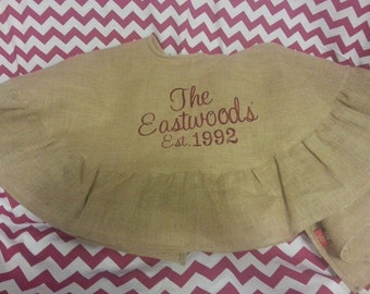Burlap Christmas Tree Skirt, Personalized Burlap Tree Christmas Tree Skirt, Primitive