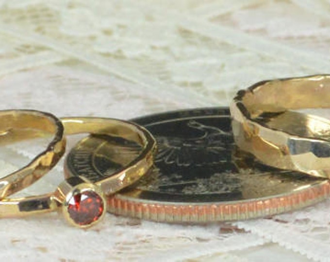 Amethyst Engagement Ring, 14k Gold, Amethyst Wedding Ring Set, Rustic Wedding Ring Set, February Birthstone, Solid 14k Amethyst Ring