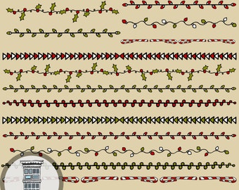 Digital Holiday Borders, Digital Christmas borders, INSTANT DIGITAL DOWNLOAD, Candy Cane Clip art, Christmas light borders for Scrapbooking