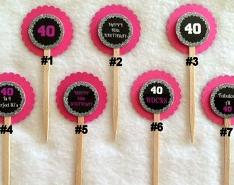 Unique 40th birthday cupcake topper related items | Etsy