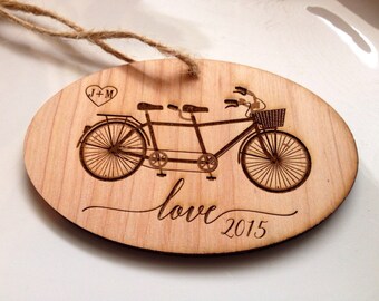 Personalized Christmas ornament, bicycle, tandem bike, engraved Christmas ornament, tree decoration, love, christmas tree decoration,