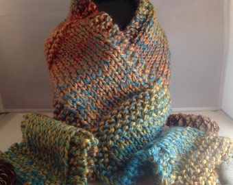 Colored Pebbles Hand Knit Scarf
