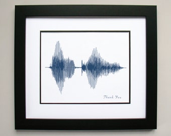 Thank You - Voice Art / Sound Wave Print, Canvas, or Framed Print - Say Thanks with this Soundwave Design