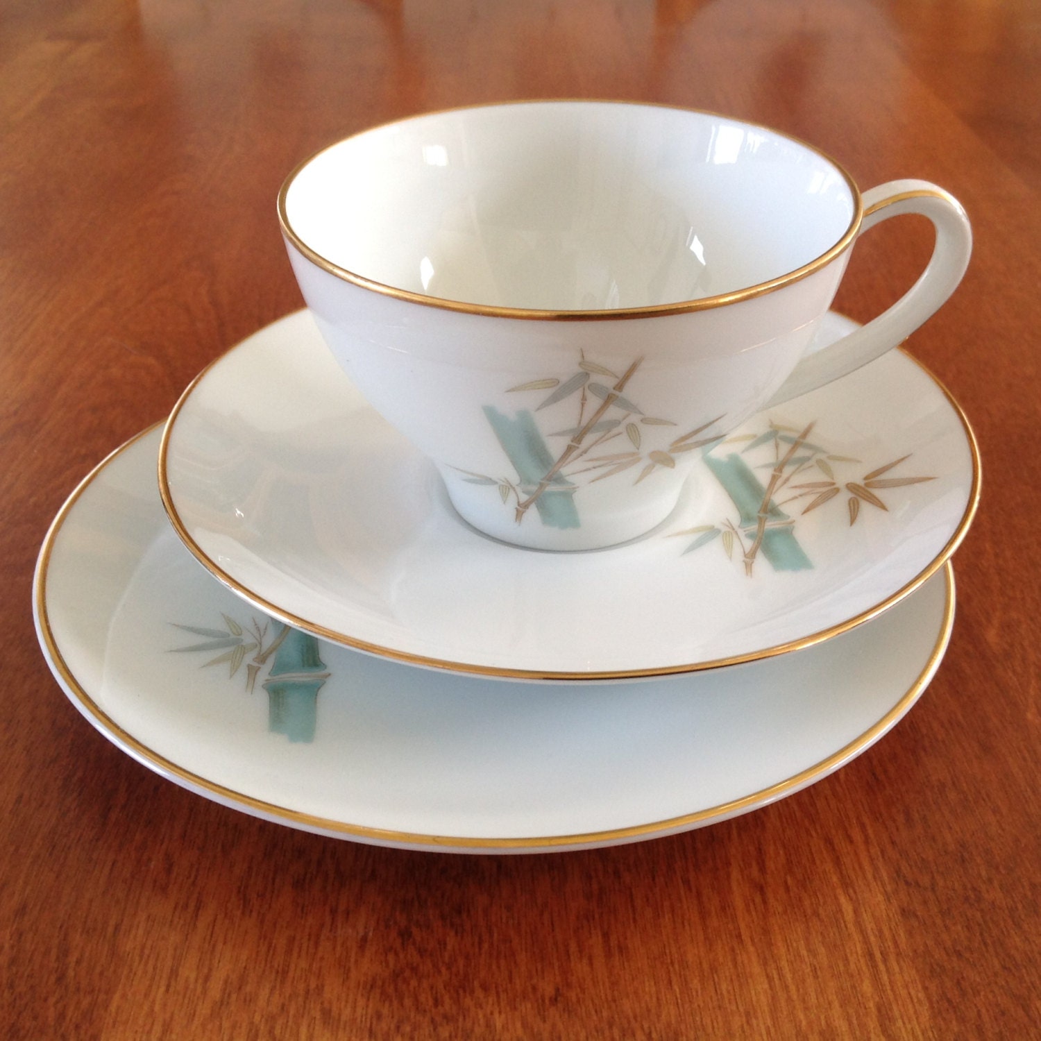 Noritake ORIENTAL 6341 Japan Bamboo Tea Trio Teacup Saucer