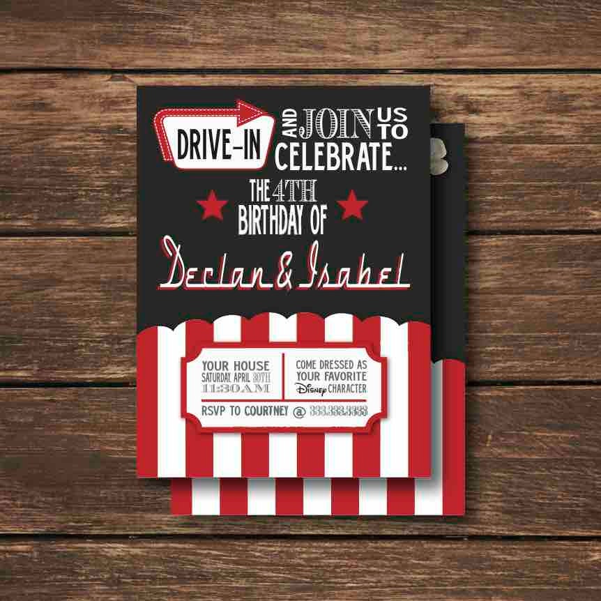 Drive In Movie Birthday Party Invitations 8