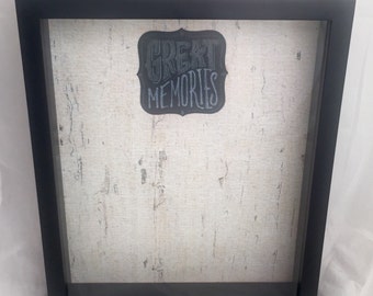 Ticket Shadow Box, Ticket Stub Holder, Memory Shadow Box, Travel Souvenir Box, Keepsake Shadow Box ("Great Memories") 11x14