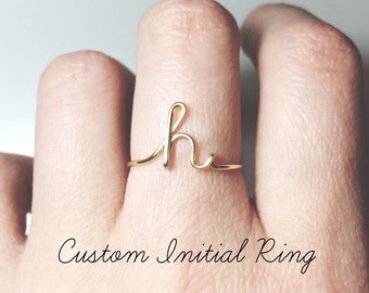Custom Initial ring sterling silver letter ring/gold initial/knuckle mid ring/stack ring/name ring/personalized bridesmaid gift/wedding gift