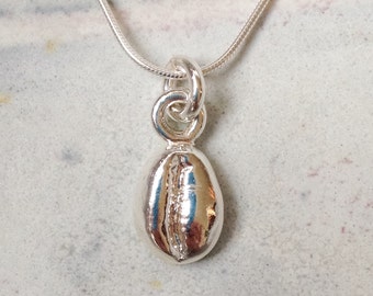 Coffee Bean Necklace - Coffee Bean - Silver Coffee Bean - Cowrie Shell Necklace - Coffee Bean Pendant - Lovely Gift - Mary Colyer Jewellery
