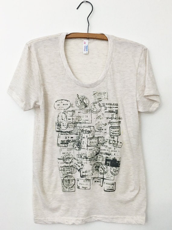 Passport Stamps Travel Women's American Apparel T-shirt