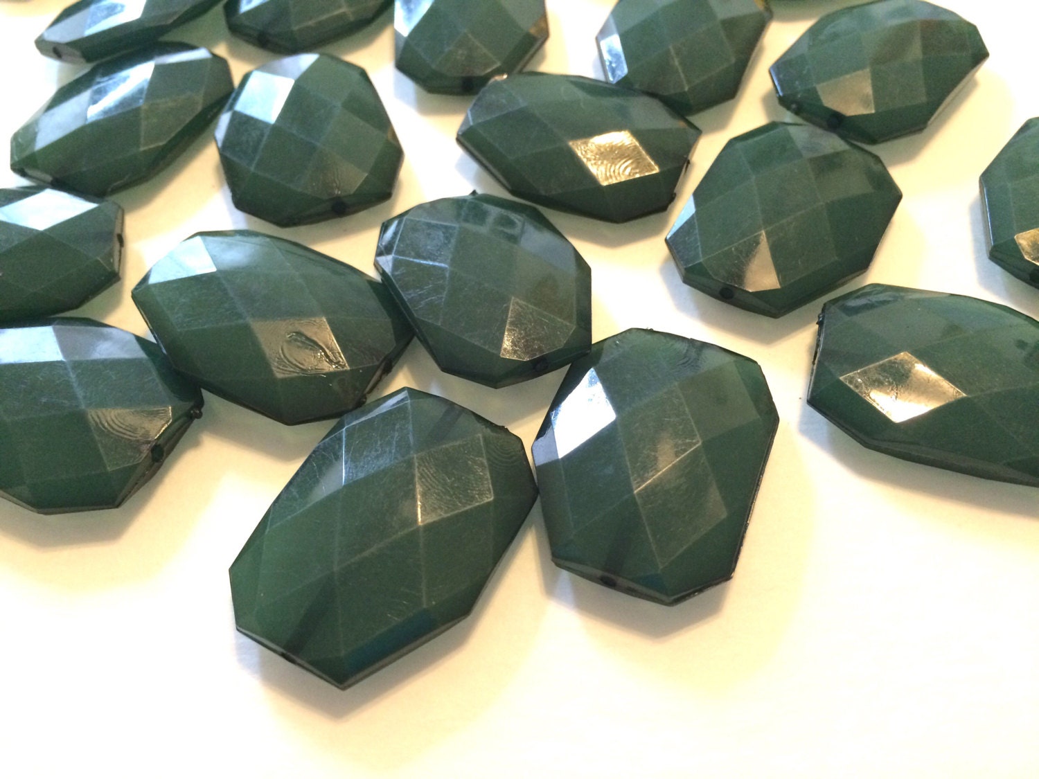 XL 39mm Dark Green Beads, Chunky Acrylic Beads, Jewelry Making, Necklaces, Bracelets, Earrings