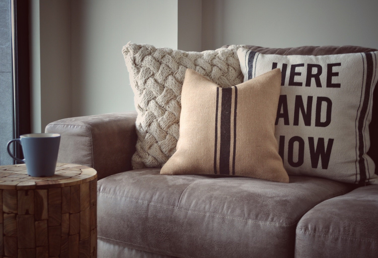 Grain Sack Pillow Cover Choose your Color Burlap Pillow