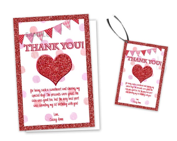 valentine birthday thank you card valentines day party favor