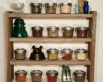 Rustic Spice Rack, Barn wood, Country Chic Spice Rack, Wood Spice Rack, Storage Rack, Spice Shelf, Weathered Wood