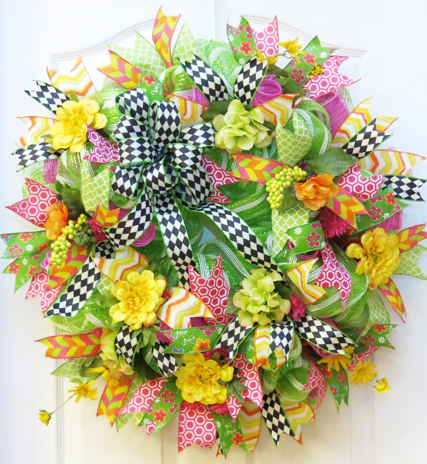 Summer Deco Mesh Wreath Mesh Summer Wreath by PinkBluebonnet