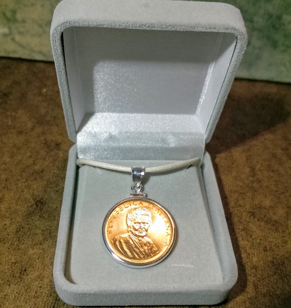 Maria Montessori Coin Pendant with Sterling Silver Bezel and