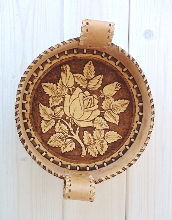 Birch bark tray for cakes Rose Rustic Wooden Plate by BirchBarkEco