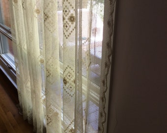 Charming French Lace Curtain Very Large Window Curtain Vintage Cotton Shabby Chic French Door Country Cottage Window Window File Lace Nordic