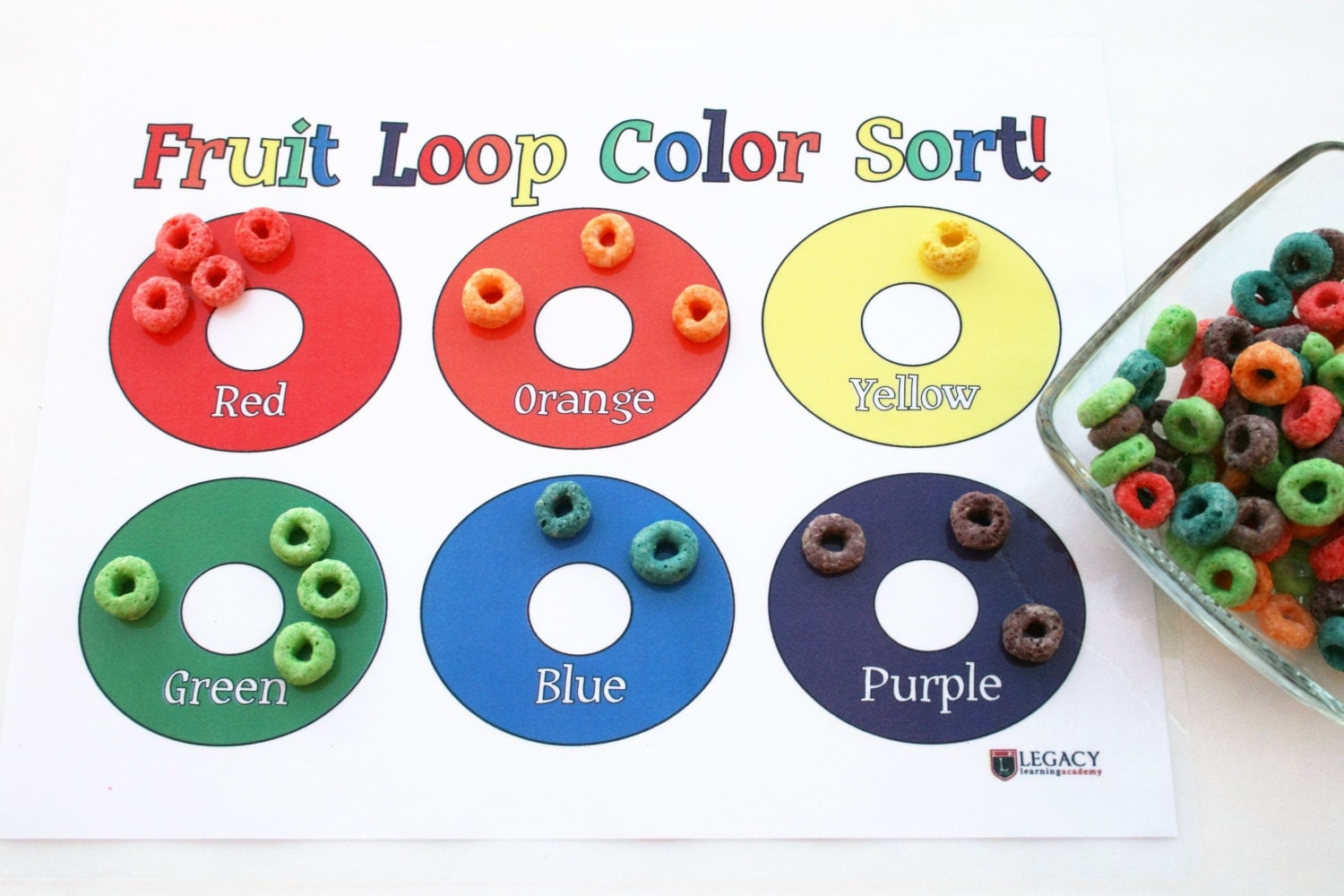 Fruit Loop Laminated Placemat Fruit Loops Color Sorting Game
