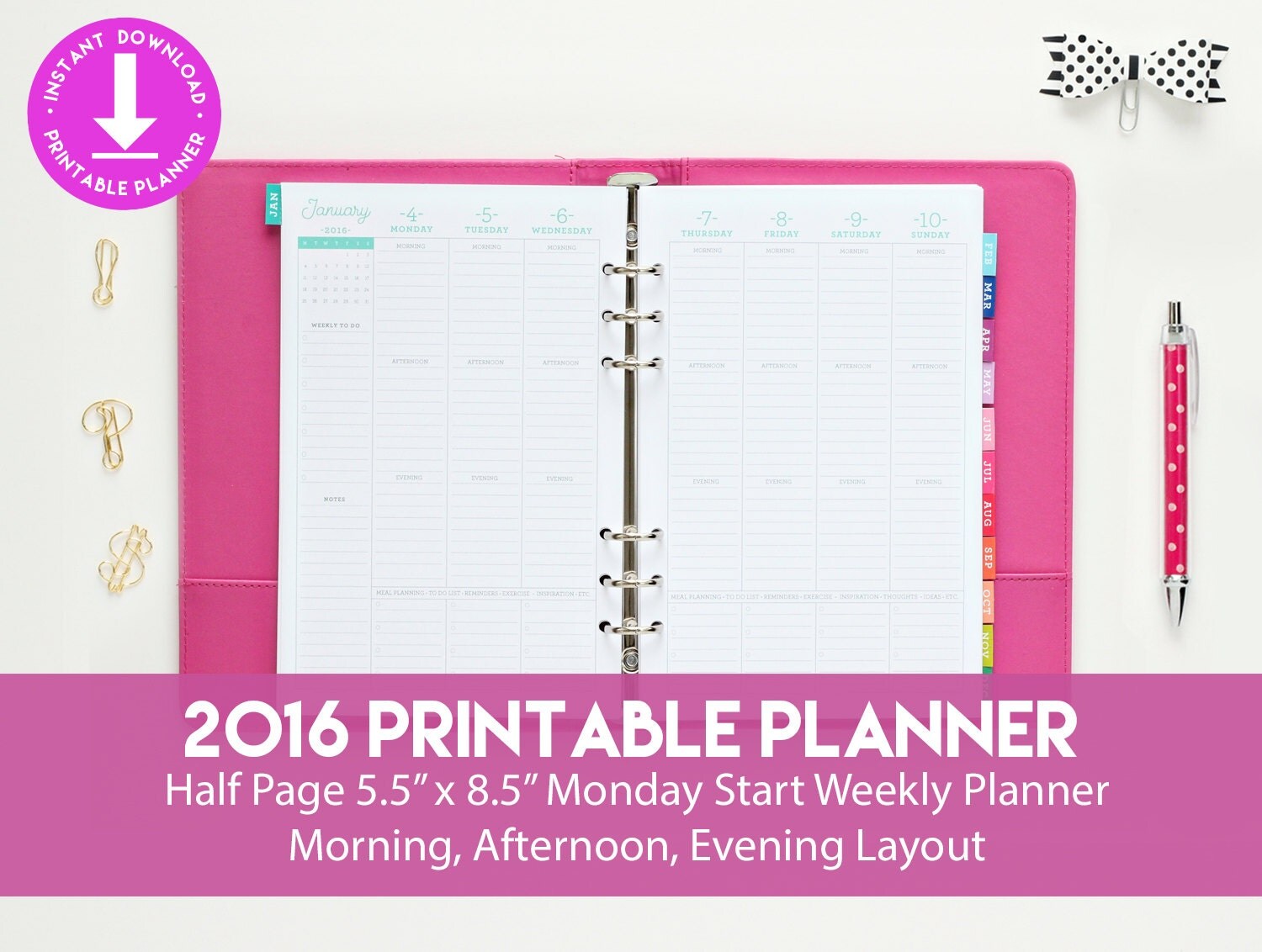 2016 planner with morning afternoon evening by printablestudio505