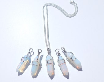 Opalite Crystal Necklace, Wire Wrapped Opalite Necklace, Opalite Crystal, Crystal Point Necklace, Opalite Pendant, Healing Crystal Necklace
