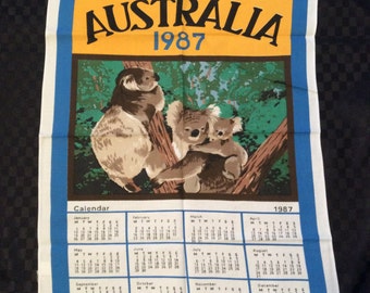 1987 Australia Calendar Tea Towel