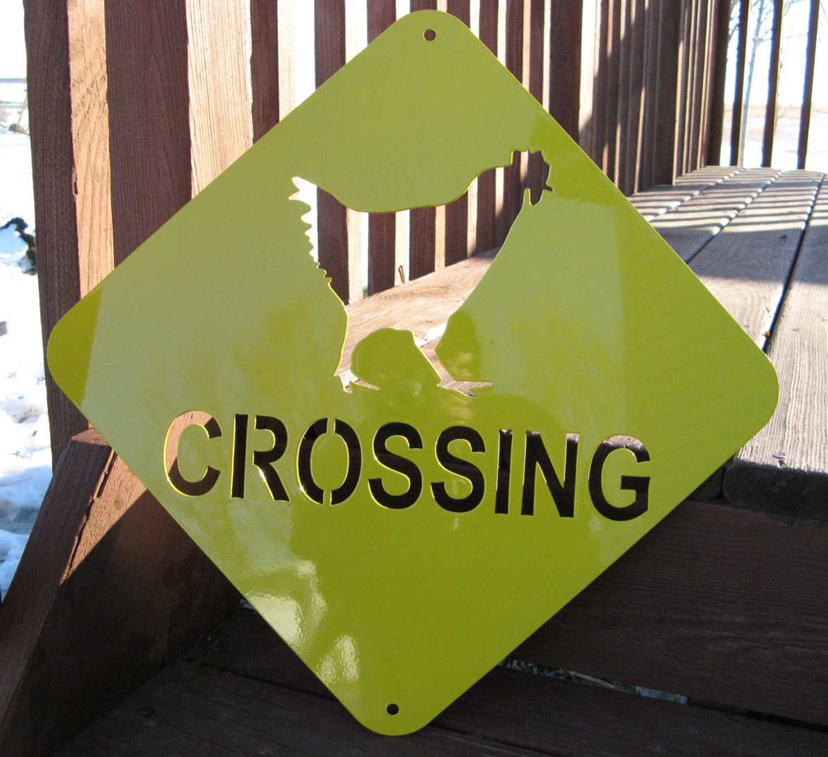 Metal Chicken Crossing Sign by 81MetalArt on Etsy