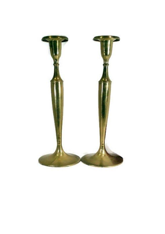 Tall Brass Candlesticks 16 Vintage Brass by BlindedByDelight